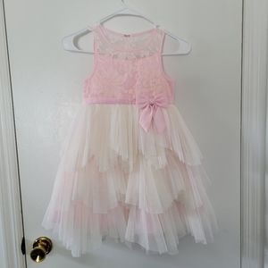 Couture Princess || (6X/7) Pink White Sleeve Tulle Party Dress